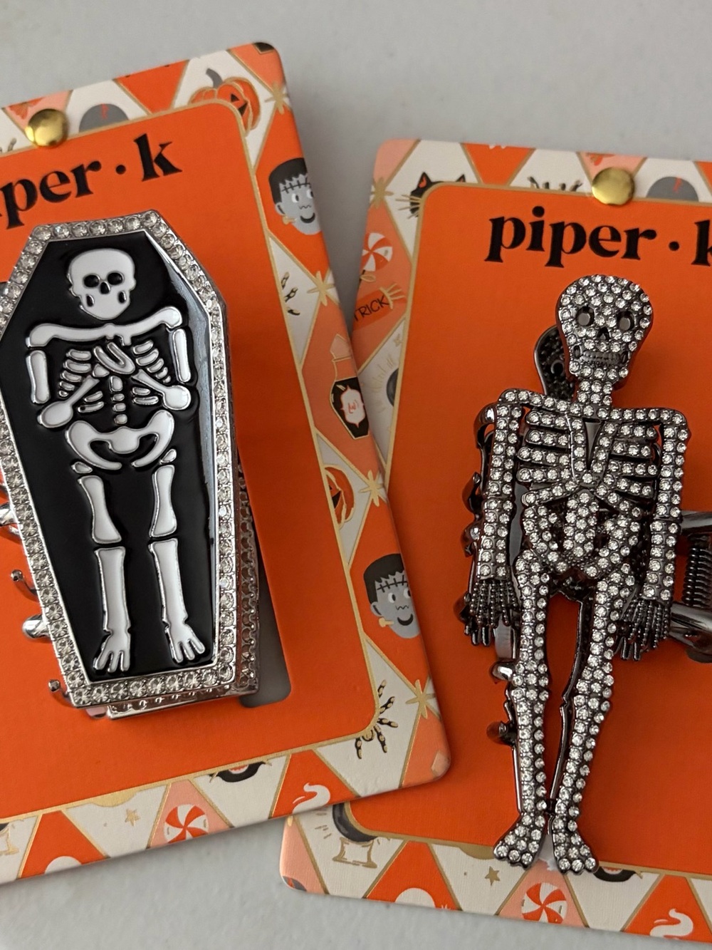 Piper K Set of Two Black and Silver Skeleton Hair Claws